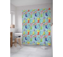 Штора (занавеска) для ванной JoyArty "Сапоги с цветами" из сатена, 180х200 см с крючками, sc_58094