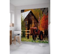 Штора (занавеска) для ванной JoyArty "Досихпор в строю" из сатена, 180х200 см с крючками, sc_37659