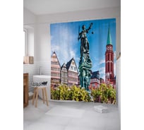 Штора (занавеска) для ванной JoyArty "Франкфурт площадь Рёмерберг" из сатена, 180х200 см с крючками, sc_37407