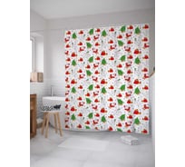 Штора (занавеска) для ванной JoyArty "Дед Мороз" из сатена, 180х200 см с крючками, sc_37102
