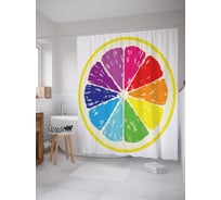 Штора (занавеска) для ванной JoyArty "Цитрусовый калейдоскоп" из сатена, 180х200 см с крючками, sc_64207