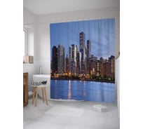 Штора (занавеска) для ванной JoyArty "Вечерний Чикаго" из сатена, 180х200 см с крючками, sc_60440