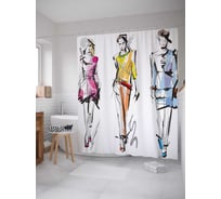 Штора (занавеска) для ванной JoyArty "Современная мода" из сатена, 180х200 см с крючками, sc_37265