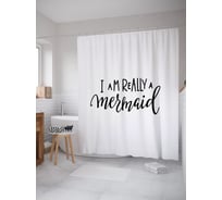 Штора (занавеска) для ванной JoyArty "Я - русалочка" из сатена, 180х200 см с крючками, sc_53307