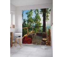 Штора (занавеска) для ванной JoyArty "В тени деревьев" из сатена, 180х200 см с крючками, sc_34894