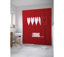 Штора (занавеска) для ванной JoyArty "Загрузка сердец" из сатена, 180х200 см с крючками, sc_53911