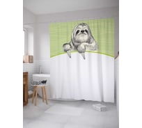 Штора (занавеска) для ванной JoyArty "Монохромный ленивец" из сатена, 180х200 см с крючками, sc_37876