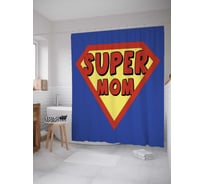 Штора (занавеска) для ванной JoyArty "Супер мама" из сатена, 180х200 см с крючками, sc_59877