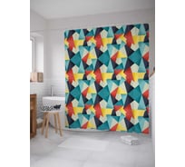 Штора (занавеска) для ванной JoyArty "Хаос форм" из сатена, 180х200 см с крючками, sc_37416