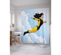 Штора (занавеска) для ванной JoyArty "Изящный полет" из сатена, 180х200 см с крючками, sc_38706