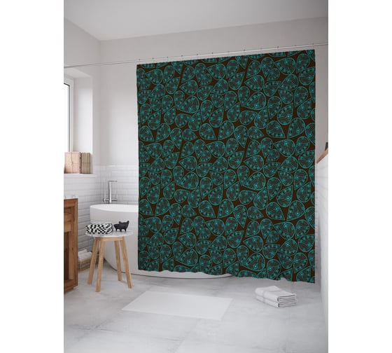 Штора (занавеска) для ванной JoyArty "Пейсли зентангл" из сатена, 180х200 см с крючками, sc_58336 1