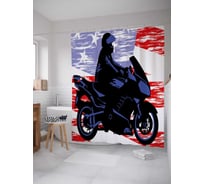 Штора (занавеска) для ванной JoyArty "Американский байкер" из сатена, 180х200 см с крючками, sc_37266