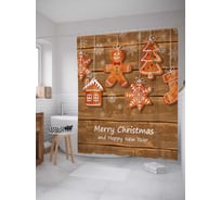 Штора (занавеска) для ванной JoyArty "Подвешенные сладости" из сатена, 180х200 см с крючками, sc_38348