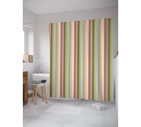 Штора (занавеска) для ванной JoyArty "Мягкие тона полос" из сатена, 180х200 см с крючками, sc_57603