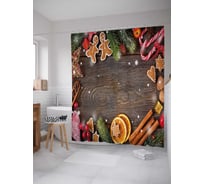 Штора (занавеска) для ванной JoyArty "Рождественские сладости" из сатена, 180х200 см с крючками, sc_38353