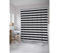 Штора (занавеска) для ванной JoyArty "Черные полосы" из сатена, 180х200 см с крючками, sc_34019