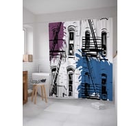 Штора (занавеска) для ванной JoyArty "Городские тени" из сатена, 180х200 см с крючками, sc_3454