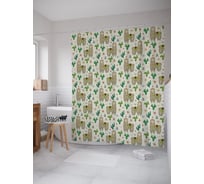 Штора (занавеска) для ванной JoyArty "Лама с седлом" из сатена, 180х200 см с крючками, sc_53951