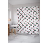 Штора (занавеска) для ванной JoyArty "Сердечные клубнички" из сатена, 180х200 см с крючками, sc_58136