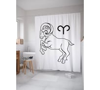 Штора (занавеска) для ванной JoyArty "Графический Овен" из сатена, 180х200 см с крючками, sc_58993