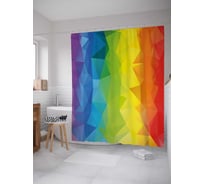Штора (занавеска) для ванной JoyArty "Радужная геометрия" из сатена, 180х200 см с крючками, sc_38495