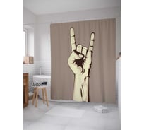 Штора (занавеска) для ванной JoyArty "Жест "коза"" из сатена, 180х200 см с крючками, sc_51695