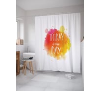 Штора (занавеска) для ванной JoyArty "Сегодняшний день" из сатена, 180х200 см с крючками, sc_53230
