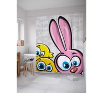 Штора (занавеска) для ванной JoyArty "Мультяшные герои" из сатена, 180х200 см с крючками, sc_38595