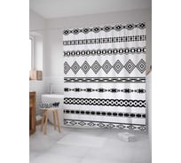 Штора (занавеска) для ванной JoyArty "Монохромный орнамент" из сатена, 180х200 см с крючками, sc_37310