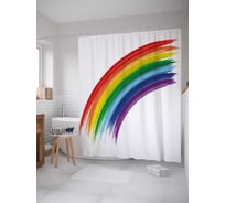 Штора (занавеска) для ванной JoyArty "Мазки радуги" из сатена, 180х200 см с крючками, sc_38507