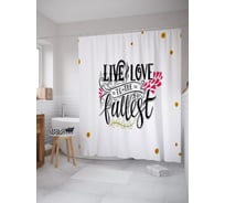 Штора (занавеска) для ванной JoyArty "Живи и люби в полной мере" из сатена, 180х200 см с крючками, sc_53022