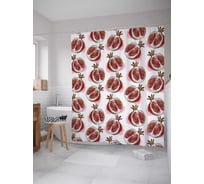 Штора (занавеска) для ванной JoyArty "Гранатовый рай" из сатена, 180х200 см с крючками, sc_47772