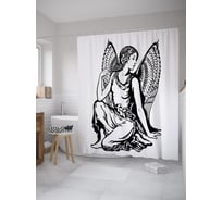 Штора (занавеска) для ванной JoyArty "Эскиз знак Дева" из сатена, 180х200 см с крючками, sc_60205