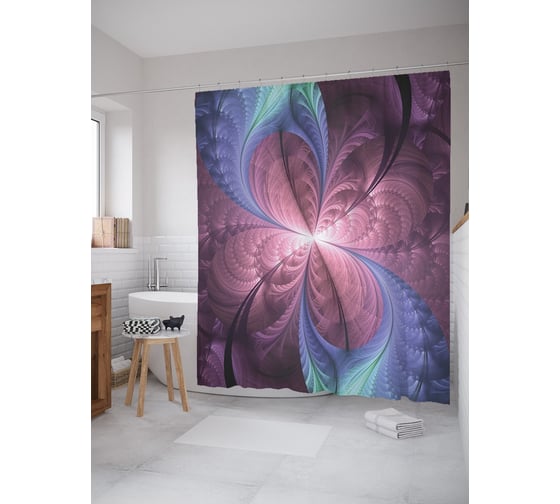 Штора (занавеска) для ванной JoyArty "Космическая абстракция" из сатена, 180х200 см с крючками, sc_52833 1