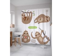 Штора (занавеска) для ванной JoyArty "Привет лентяй" из сатена, 180х200 см с крючками, sc_37882