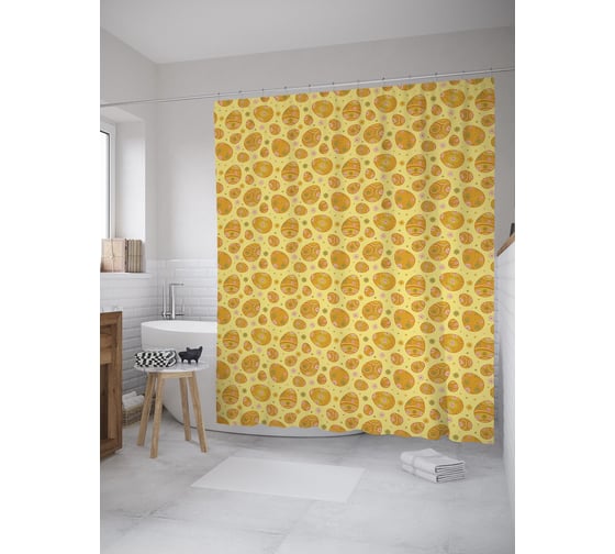 Штора (занавеска) для ванной JoyArty "Цветочная Пасха" из сатена, 180х200 см с крючками, sc_55475 1