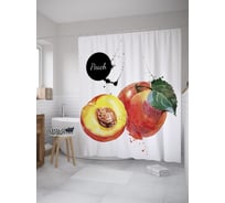 Штора (занавеска) для ванной JoyArty "Косточка в персике" из сатена, 180х200 см с крючками, sc_52374