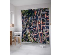 Штора (занавеска) для ванной JoyArty "Вид с воздуха" из сатена, 180х200 см с крючками, sc_38529