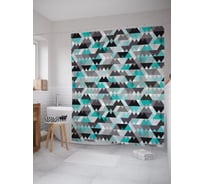 Штора (занавеска) для ванной JoyArty "Абстракция треугольников" из сатена, 180х200 см с крючками, sc_54096
