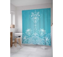 Штора (занавеска) для ванной JoyArty "Восточные узоры" из сатена, 180х200 см с крючками, sc_33922