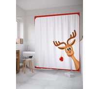 Штора (занавеска) для ванной JoyArty "Любопытный олень" из сатена, 180х200 см с крючками, sc_53291