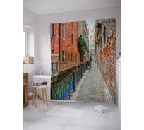 Штора (занавеска) для ванной JoyArty "Улочка Венеции" из сатена, 180х200 см с крючками, sc_37889