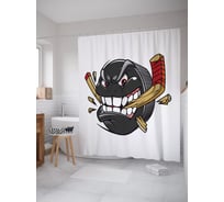 Штора (занавеска) для ванной JoyArty "Злой удар" из сатена, 180х200 см с крючками, sc_54253