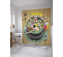 Штора (занавеска) для ванной JoyArty "Корея в окружении морей" из сатена, 180х200 см с крючками, sc_60111