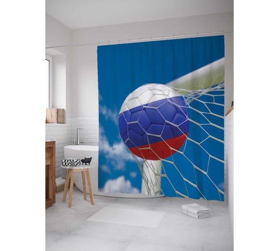 Штора (занавеска) для ванной JoyArty "Футбольная победа" из сатена, 180х200 см sc_378794 1