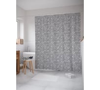 Штора (занавеска) для ванной JoyArty "Абстрактные завихрения дудл" из сатена, 180х200 см с крючками, sc_54539