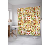 Штора (занавеска) для ванной JoyArty "Рябиновое изобилие" из сатена, 180х200 см с крючками, sc_38395