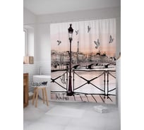 Штора (занавеска) для ванной JoyArty "Городские голуби" из сатена, 180х200 см с крючками, sc_4040