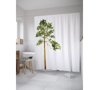 Штора (занавеска) для ванной JoyArty "Высокая сосна" из сатена, 180х200 см с крючками, sc_60541