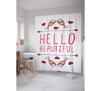 Штора (занавеска) для ванной JoyArty "Привет, красавица" из сатена, 180х200 см с крючками, sc_52949